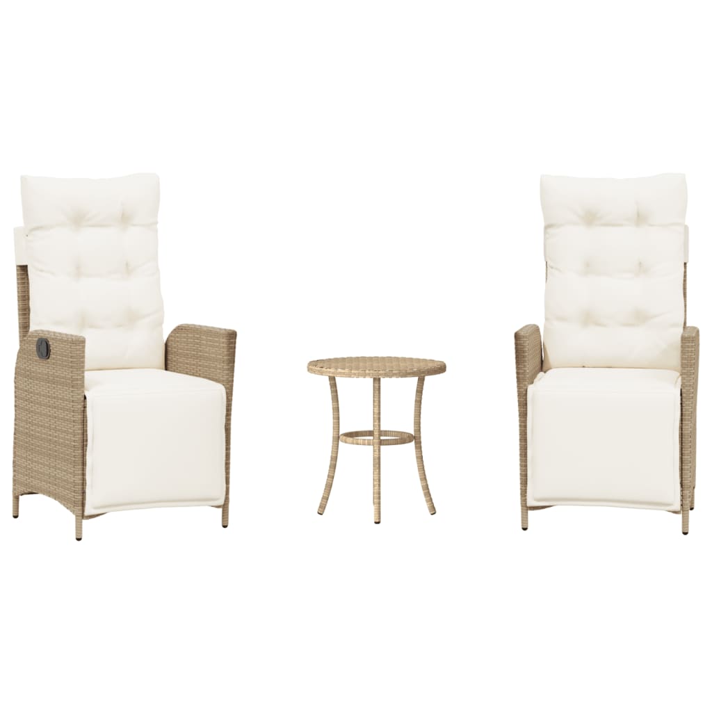 3-delige Bistroset met kussens poly rattan beige is nu te koop bij PeponiXL, paradijselijk wonen!