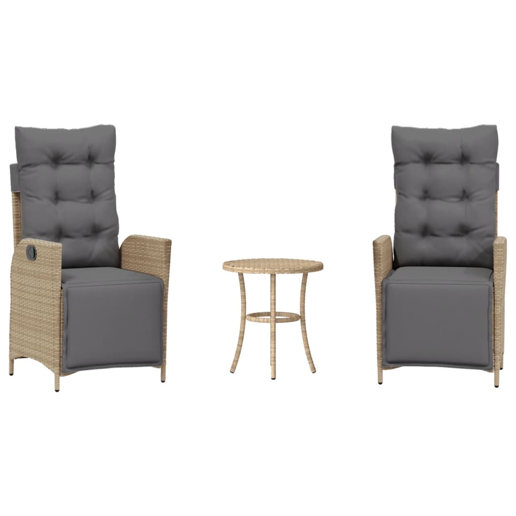 3-delige Bistroset met kussens poly rattan gemengd beige is nu te koop bij PeponiXL, paradijselijk wonen!