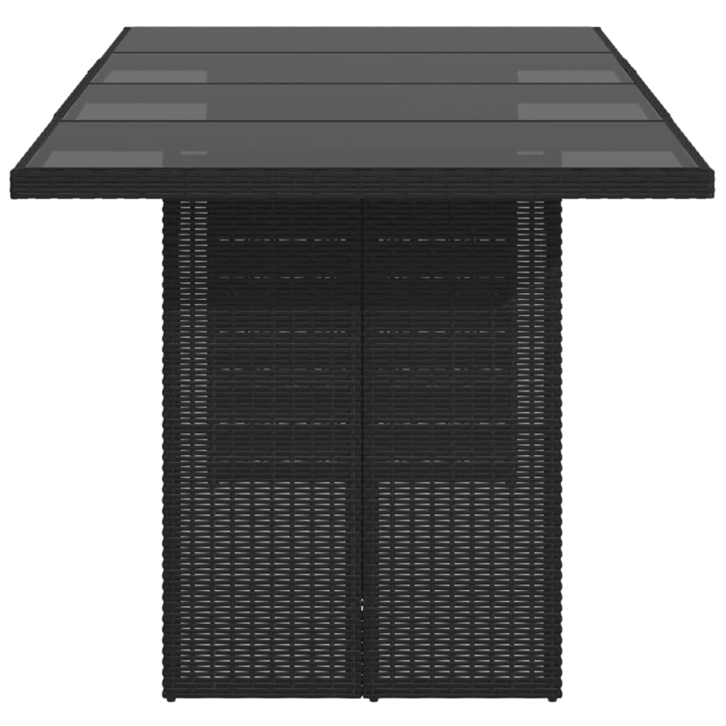 Tuintafel met glazen blad 190x80x74 cm poly rattan zwart is nu te koop bij PeponiXL, paradijselijk wonen!