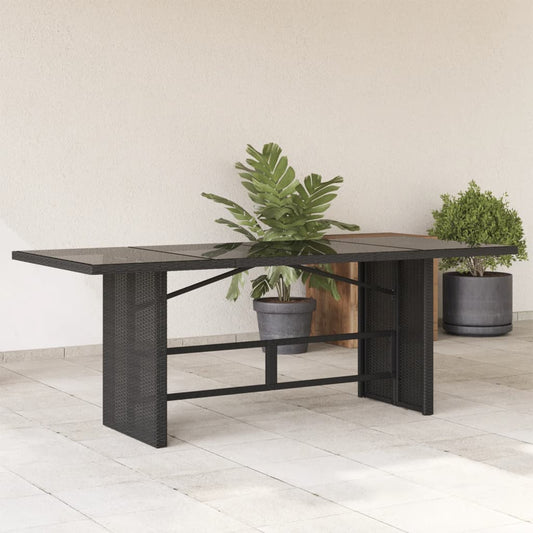 Tuintafel met glazen blad 190x80x74 cm poly rattan zwart is nu te koop bij PeponiXL, paradijselijk wonen!