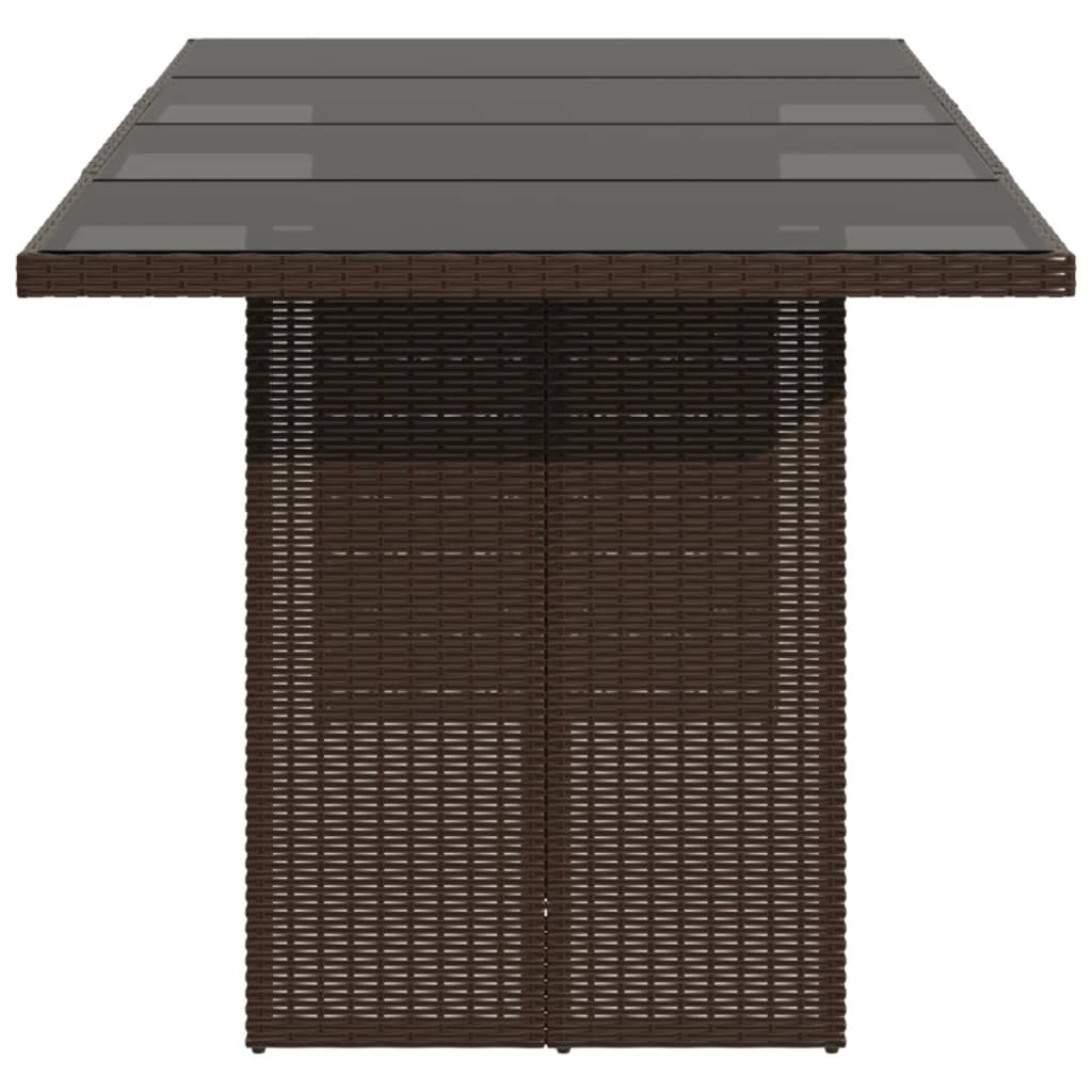 Tuintafel met glazen blad 190x80x74 cm poly rattan bruin is nu te koop bij PeponiXL, paradijselijk wonen!