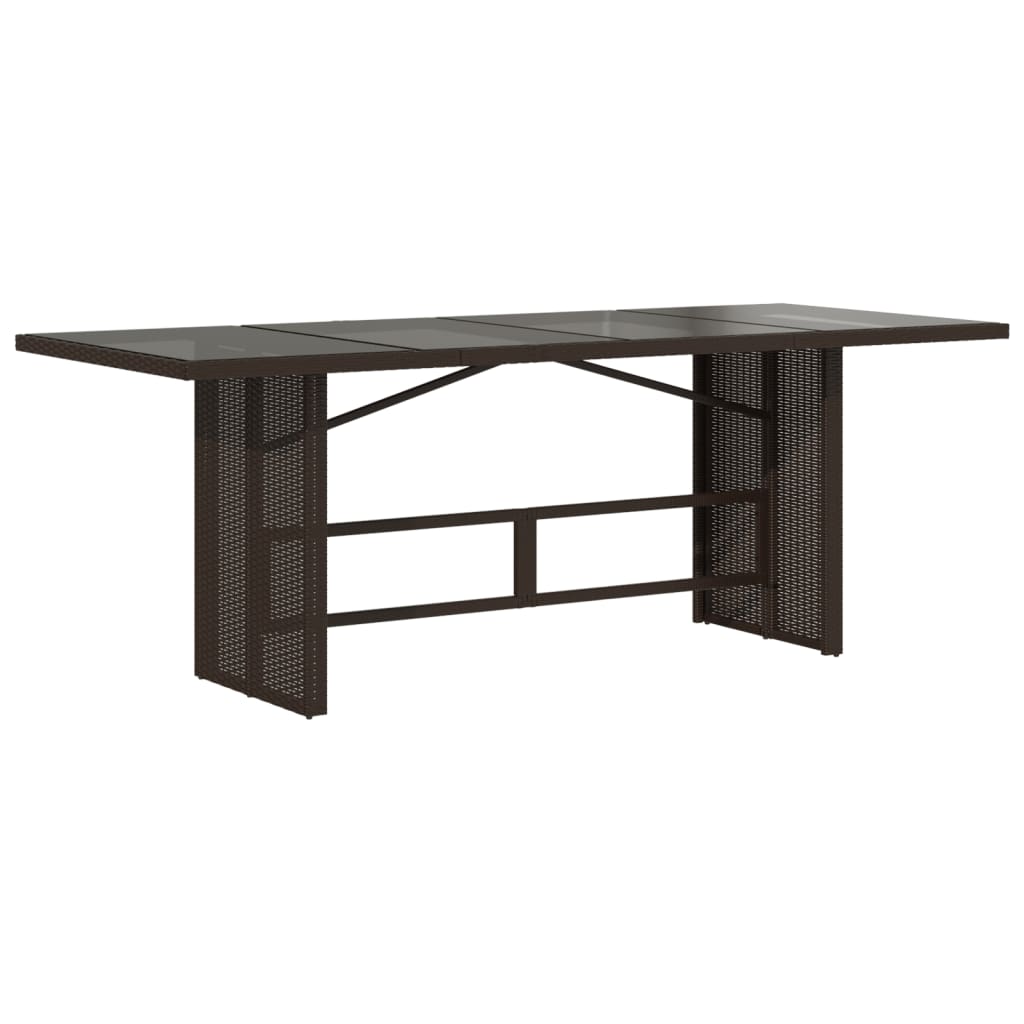 Tuintafel met glazen blad 190x80x74 cm poly rattan bruin is nu te koop bij PeponiXL, paradijselijk wonen!
