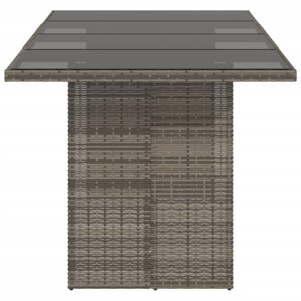 Tuintafel met glazen blad 190x80x74 cm poly rattan grijs is nu te koop bij PeponiXL, paradijselijk wonen!