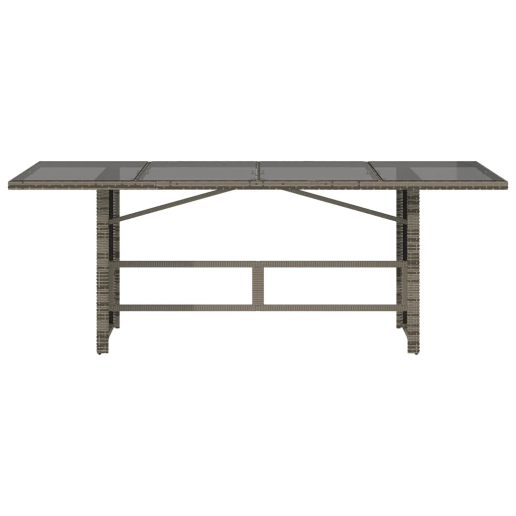 Tuintafel met glazen blad 190x80x74 cm poly rattan grijs is nu te koop bij PeponiXL, paradijselijk wonen!