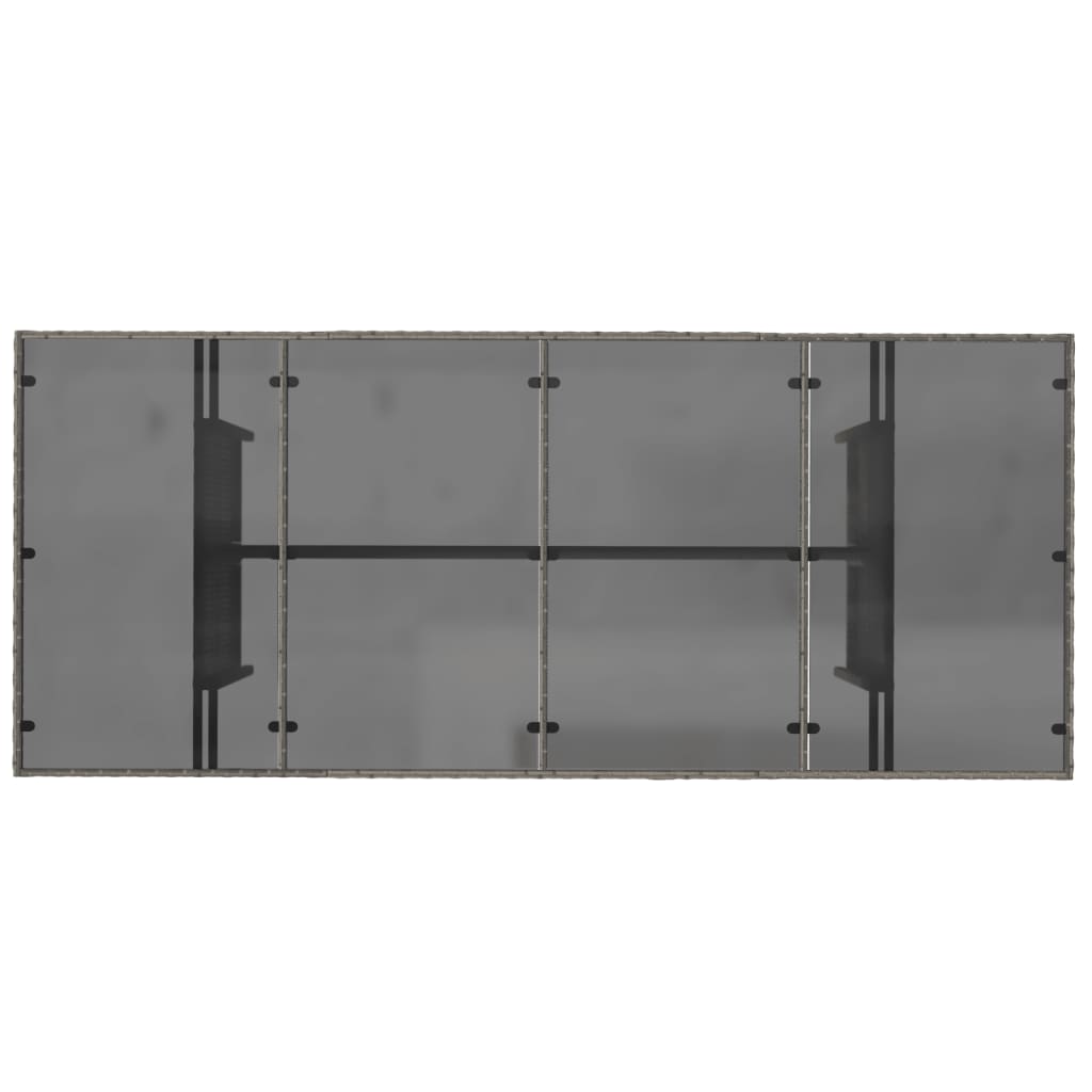 Tuintafel met glazen blad 190x80x74 cm poly rattan grijs is nu te koop bij PeponiXL, paradijselijk wonen!