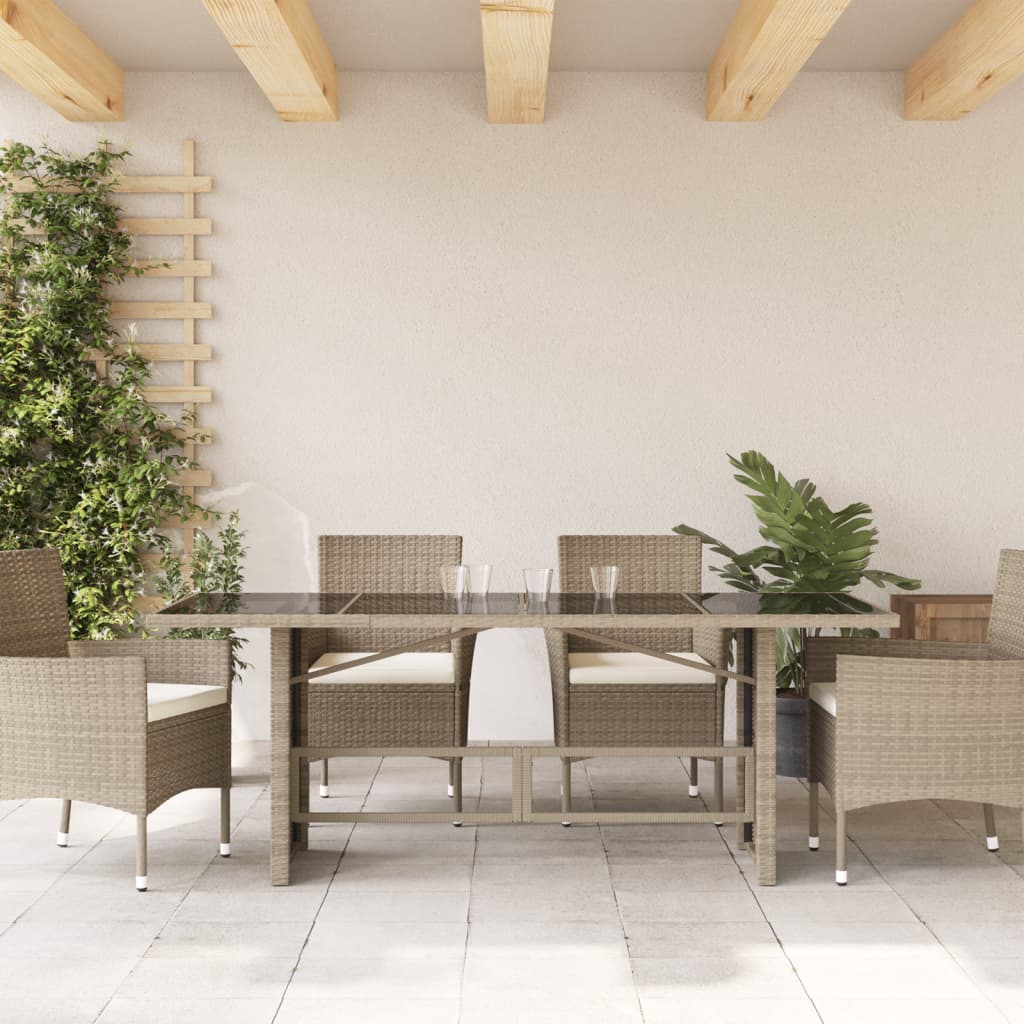 Tuintafel met glazen blad 190x80x74 cm poly rattan lichtgrijs is nu te koop bij PeponiXL, paradijselijk wonen!