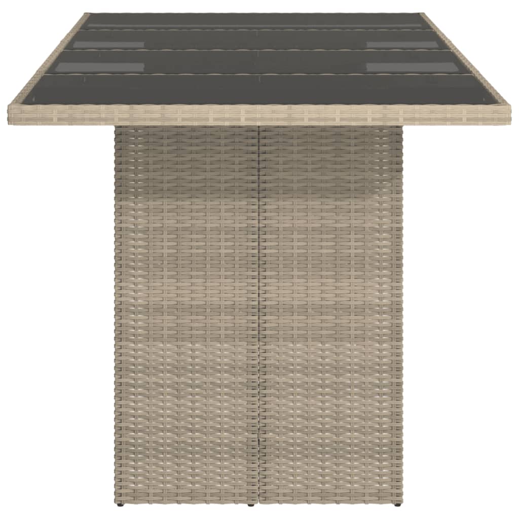 Tuintafel met glazen blad 190x80x74 cm poly rattan lichtgrijs is nu te koop bij PeponiXL, paradijselijk wonen!