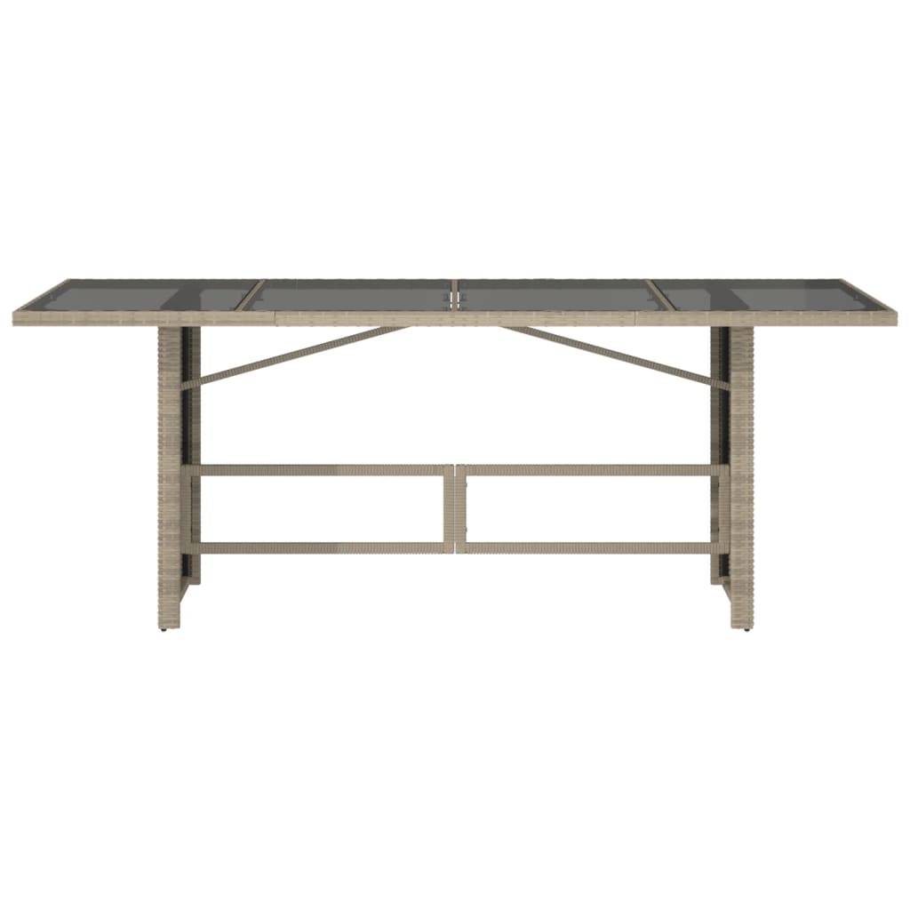 Tuintafel met glazen blad 190x80x74 cm poly rattan lichtgrijs is nu te koop bij PeponiXL, paradijselijk wonen!