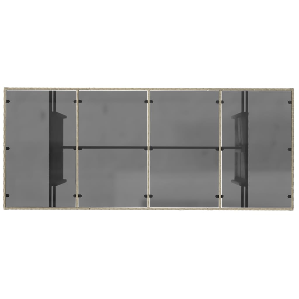 Tuintafel met glazen blad 190x80x74 cm poly rattan lichtgrijs is nu te koop bij PeponiXL, paradijselijk wonen!
