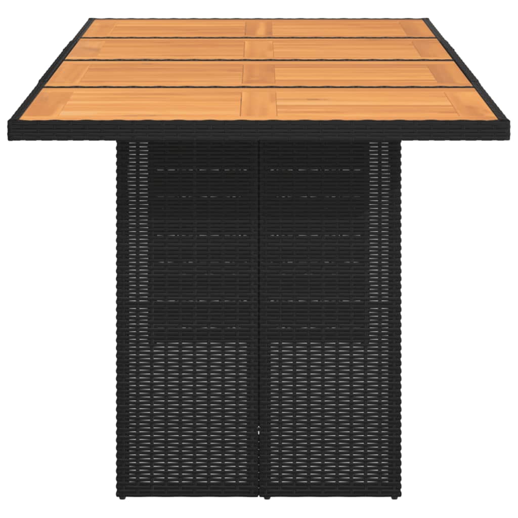 Tuintafel met acaciahouten blad 190x80x74 cm poly rattan zwart is nu te koop bij PeponiXL, paradijselijk wonen!