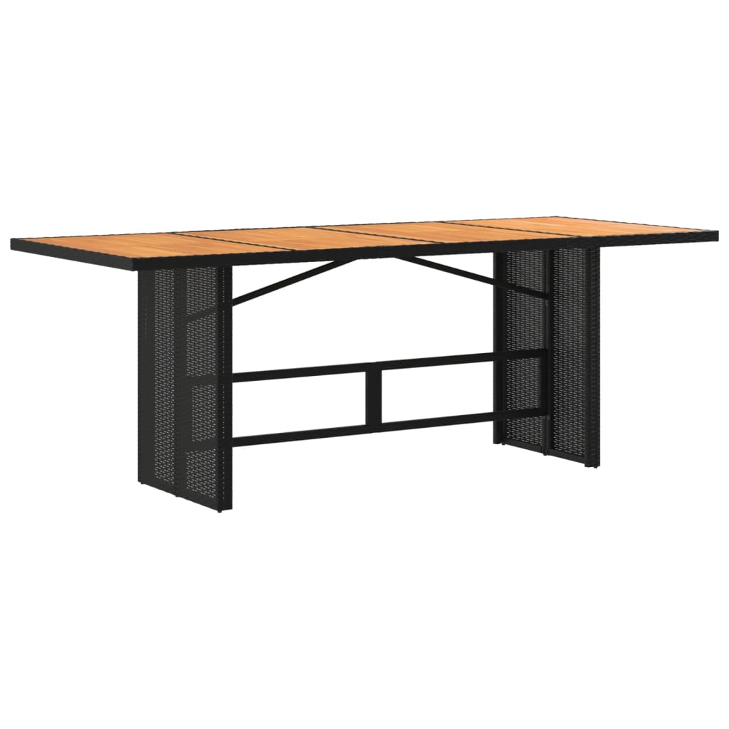 Tuintafel met acaciahouten blad 190x80x74 cm poly rattan zwart is nu te koop bij PeponiXL, paradijselijk wonen!