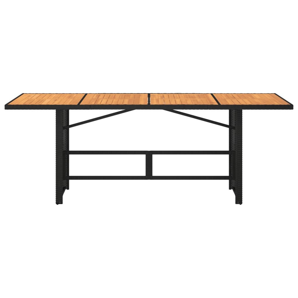 Tuintafel met acaciahouten blad 190x80x74 cm poly rattan zwart is nu te koop bij PeponiXL, paradijselijk wonen!