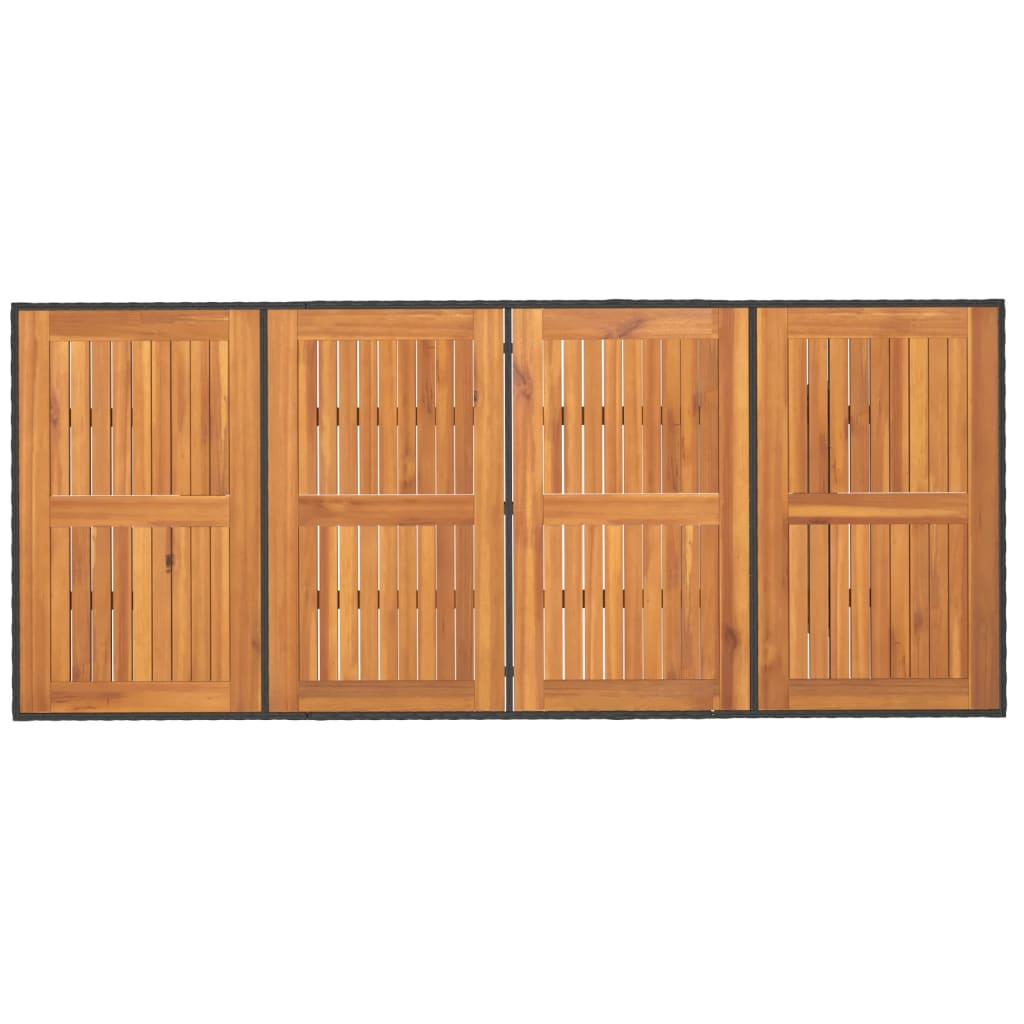 Tuintafel met acaciahouten blad 190x80x74 cm poly rattan zwart is nu te koop bij PeponiXL, paradijselijk wonen!