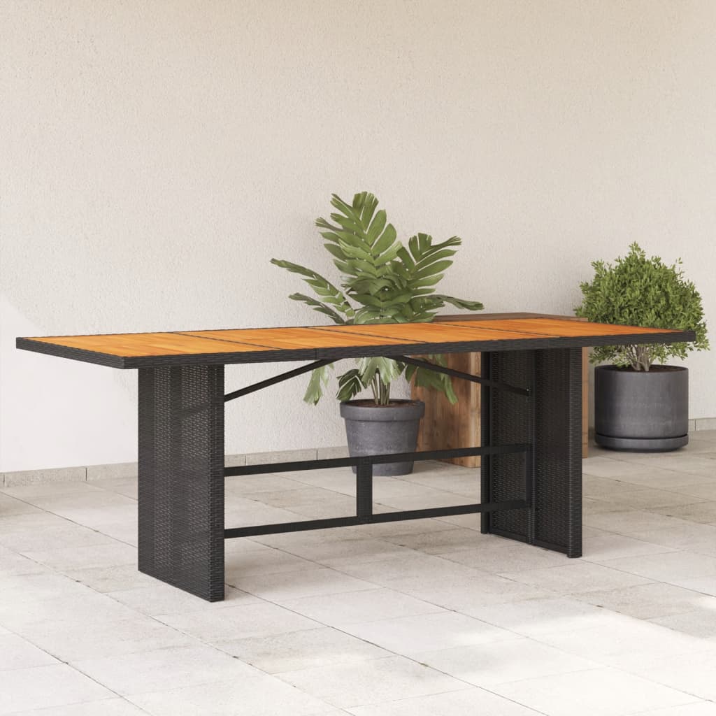 Tuintafel met acaciahouten blad 190x80x74 cm poly rattan zwart is nu te koop bij PeponiXL, paradijselijk wonen!