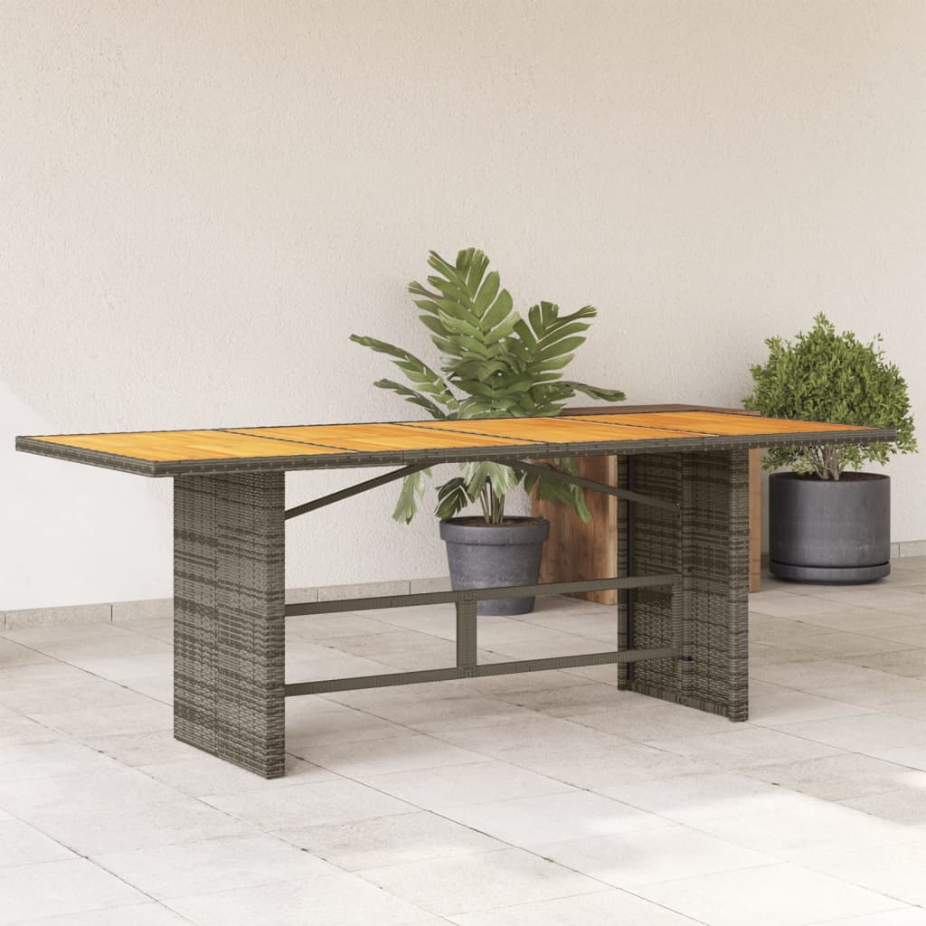 Tuintafel met acaciahouten blad 190x80x74 cm poly rattan grijs is nu te koop bij PeponiXL, paradijselijk wonen!