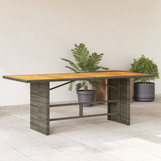 Tuintafel met acaciahouten blad 190x80x74 cm poly rattan grijs is nu te koop bij PeponiXL, paradijselijk wonen!