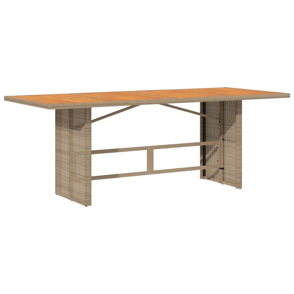 Tuintafel met acaciahouten blad 190x80x74 cm poly rattan beige is nu te koop bij PeponiXL, paradijselijk wonen!