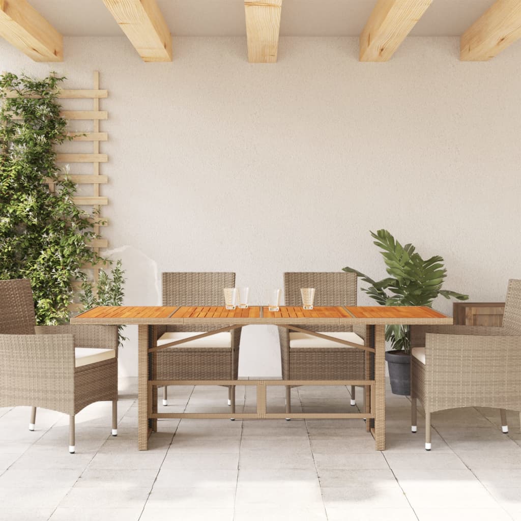 Tuintafel met acaciahouten blad 190x80x74 cm poly rattan beige is nu te koop bij PeponiXL, paradijselijk wonen!