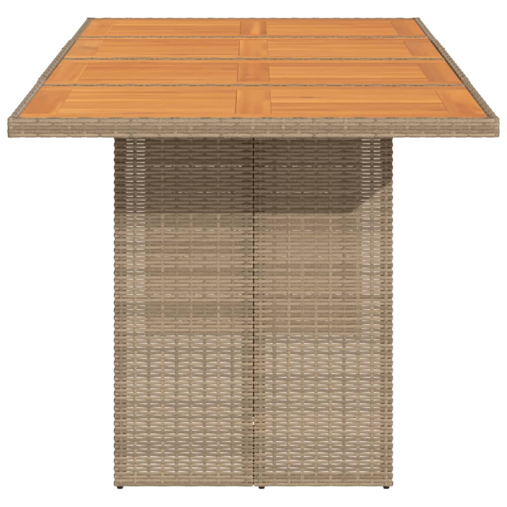 Tuintafel met acaciahouten blad 190x80x74 cm poly rattan beige is nu te koop bij PeponiXL, paradijselijk wonen!