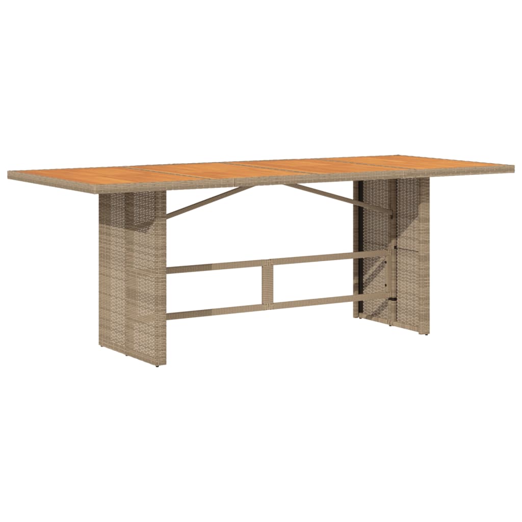 Tuintafel met acaciahouten blad 190x80x74 cm poly rattan beige is nu te koop bij PeponiXL, paradijselijk wonen!