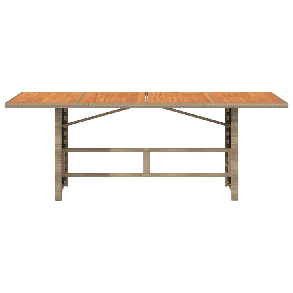 Tuintafel met acaciahouten blad 190x80x74 cm poly rattan beige is nu te koop bij PeponiXL, paradijselijk wonen!