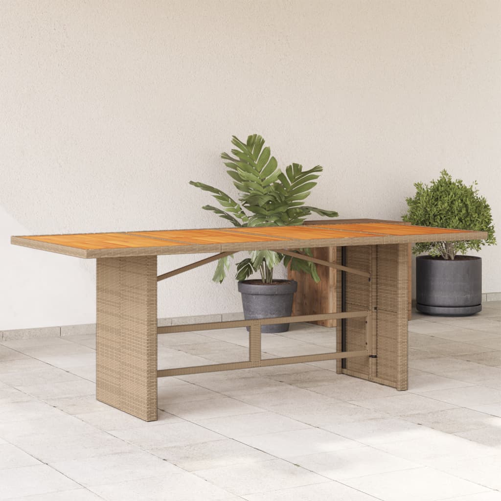 Tuintafel met acaciahouten blad 190x80x74 cm poly rattan beige is nu te koop bij PeponiXL, paradijselijk wonen!
