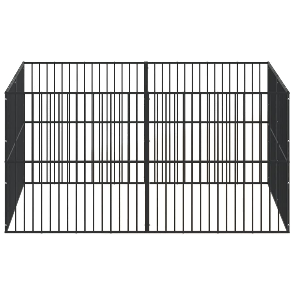 Hondenkennel 8 panelen gepoedercoat staal zwart is nu te koop bij PeponiXL, paradijselijk wonen!