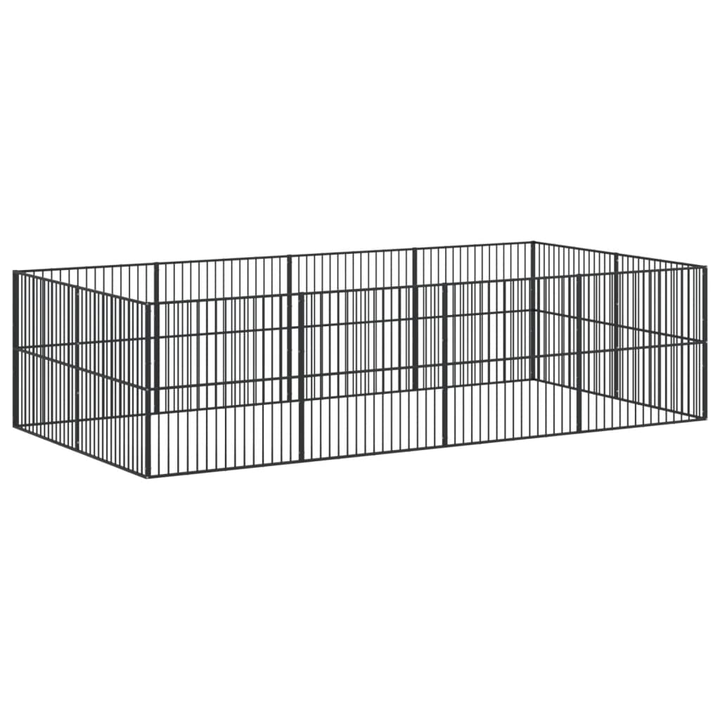 Hondenkennel 12 panelen gepoedercoat staal zwart is nu te koop bij PeponiXL, paradijselijk wonen!