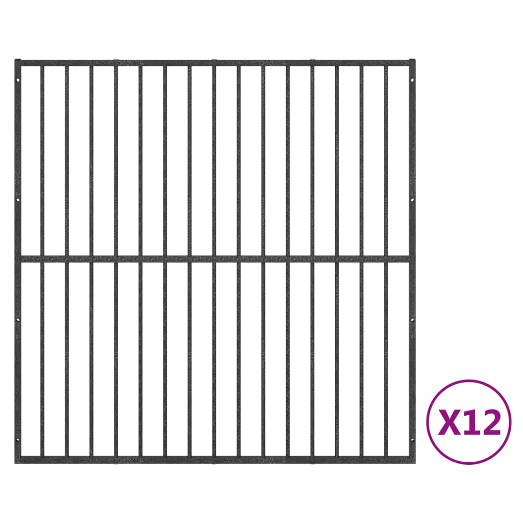 Hondenkennel 12 panelen gepoedercoat staal zwart is nu te koop bij PeponiXL, paradijselijk wonen!