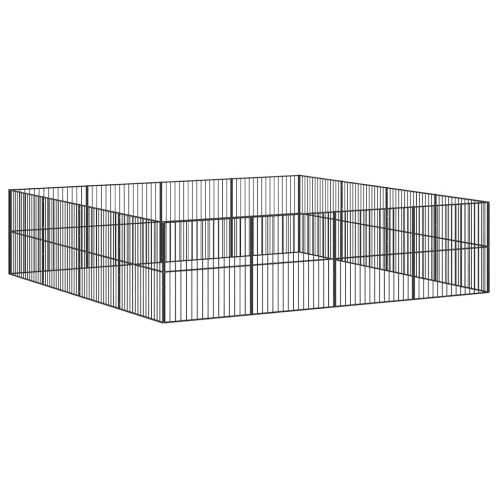 Hondenkennel 16 panelen gepoedercoat staal zwart is nu te koop bij PeponiXL, paradijselijk wonen!