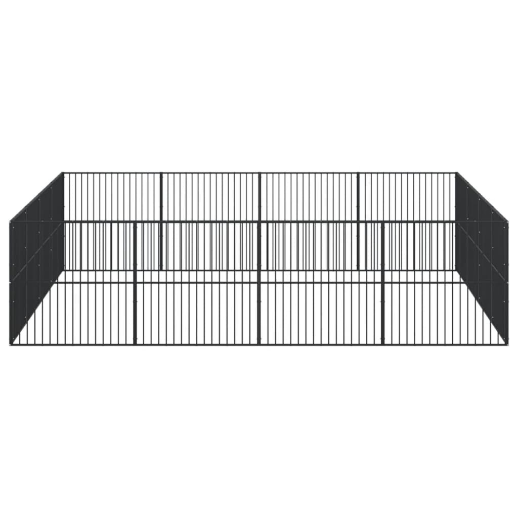 Hondenkennel 16 panelen gepoedercoat staal zwart is nu te koop bij PeponiXL, paradijselijk wonen!