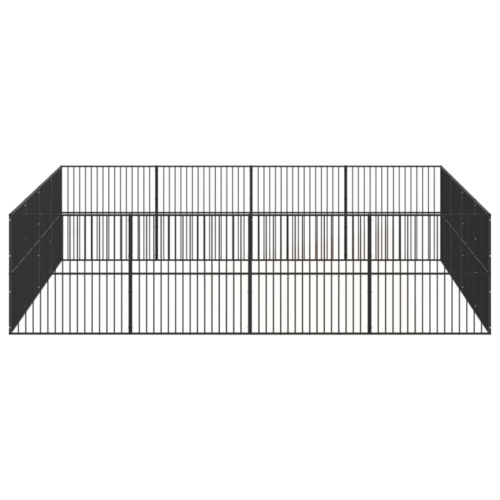 Hondenkennel 16 panelen gepoedercoat staal zwart is nu te koop bij PeponiXL, paradijselijk wonen!