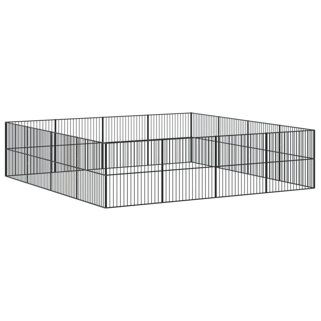Hondenkennel 16 panelen gepoedercoat staal zwart is nu te koop bij PeponiXL, paradijselijk wonen!