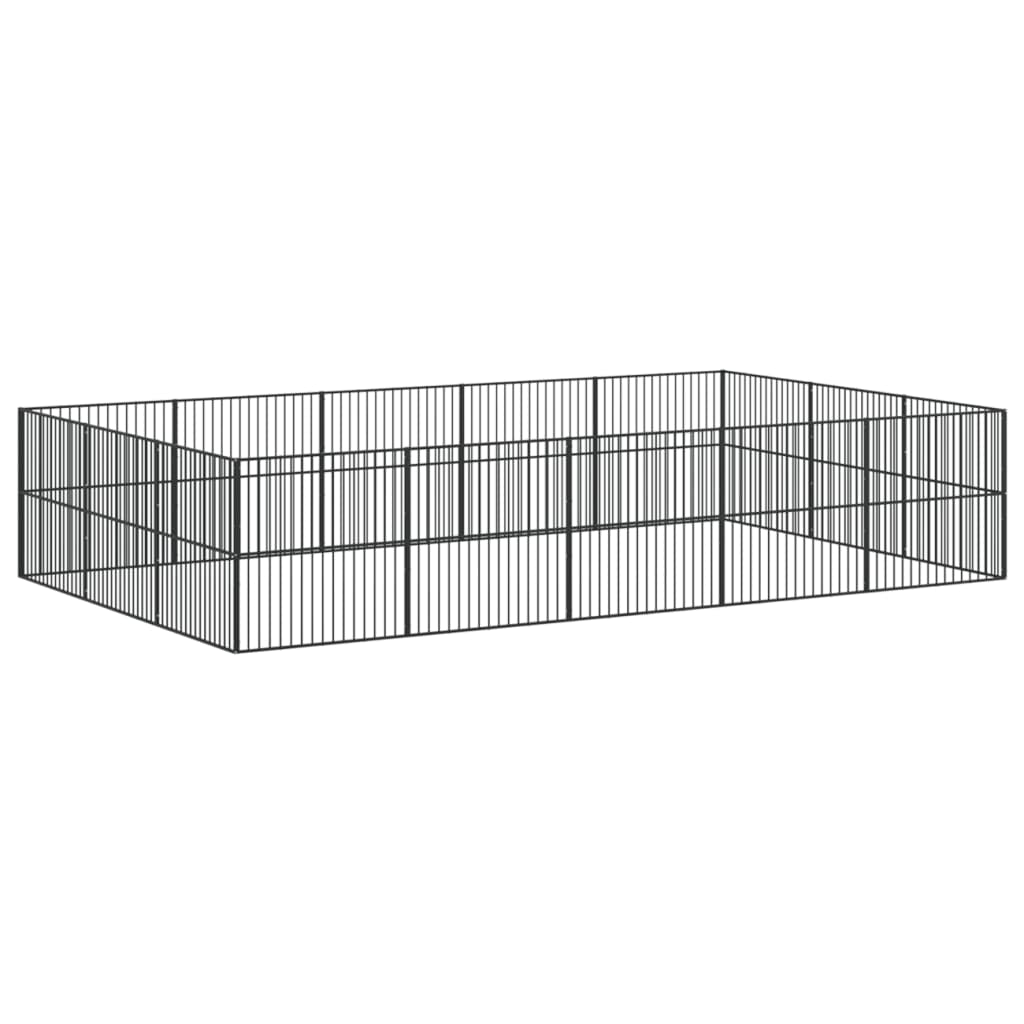 Hondenkennel 16 panelen gepoedercoat staal zwart is nu te koop bij PeponiXL, paradijselijk wonen!