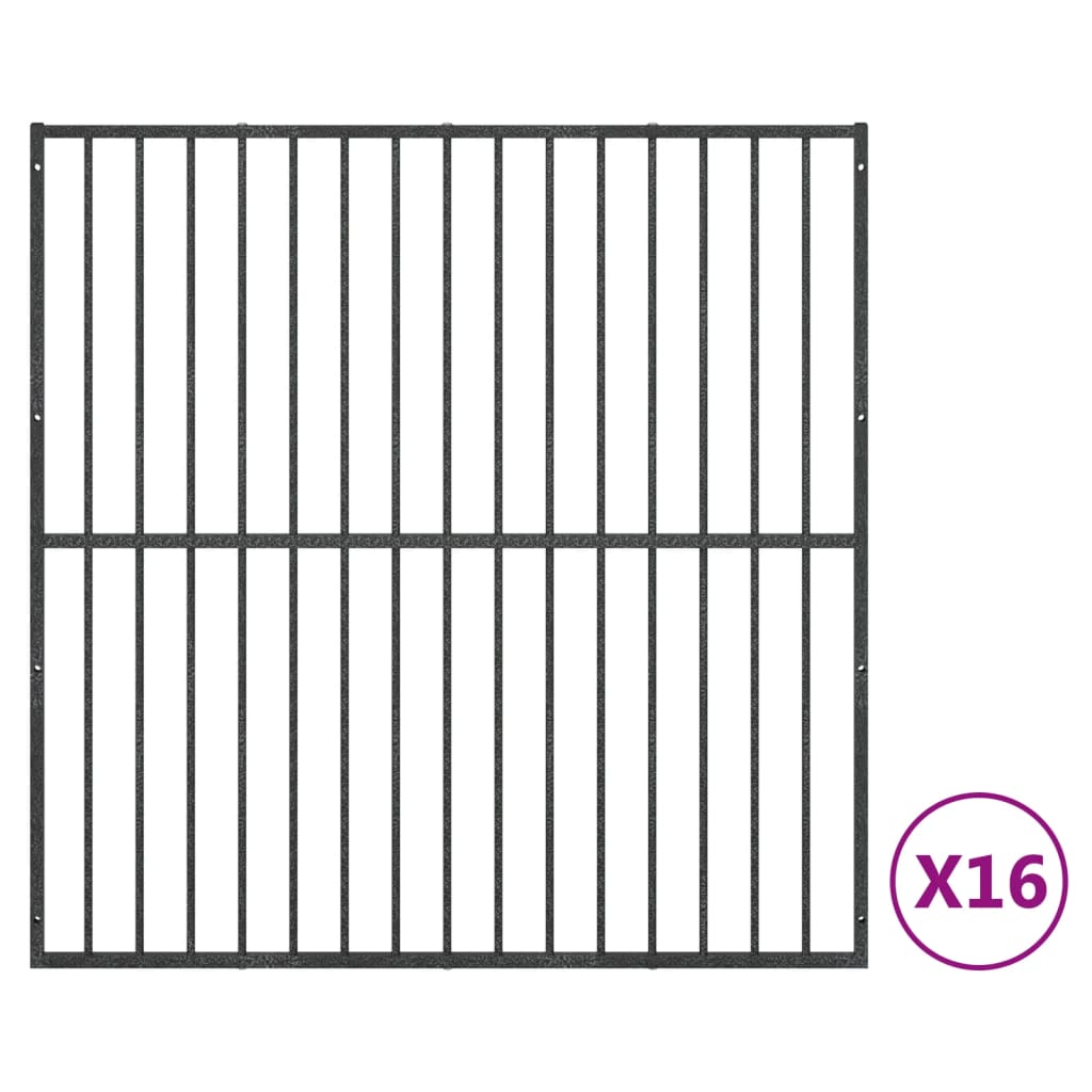 Hondenkennel 16 panelen gepoedercoat staal zwart is nu te koop bij PeponiXL, paradijselijk wonen!