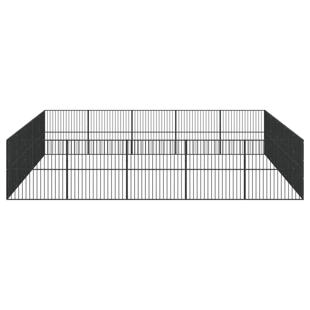 Hondenkennel 20 panelen gepoedercoat staal zwart is nu te koop bij PeponiXL, paradijselijk wonen!