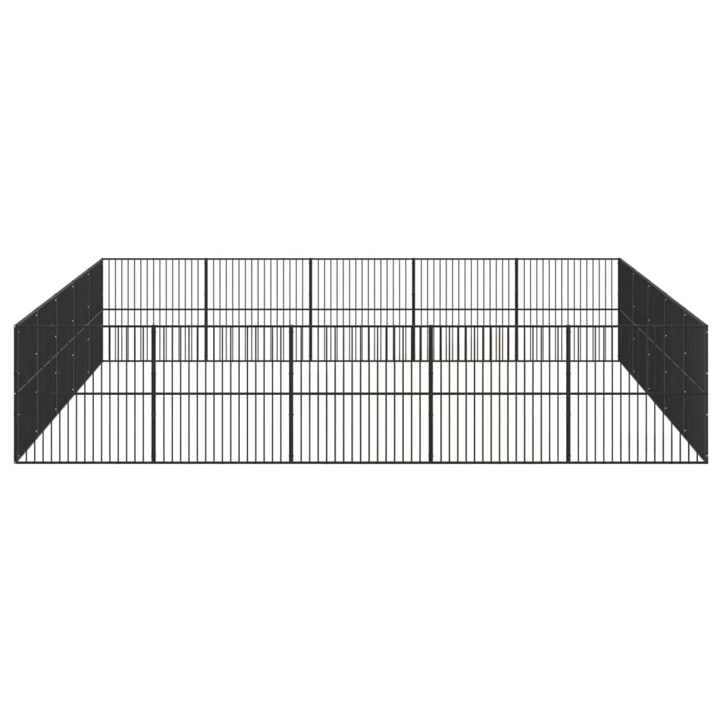 Hondenkennel 20 panelen gepoedercoat staal zwart is nu te koop bij PeponiXL, paradijselijk wonen!