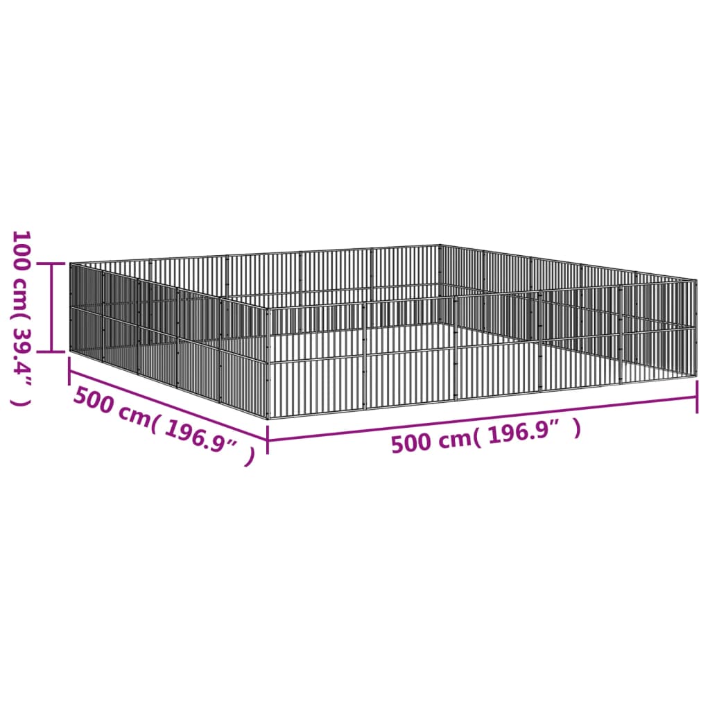 Hondenkennel 20 panelen gepoedercoat staal zwart is nu te koop bij PeponiXL, paradijselijk wonen!