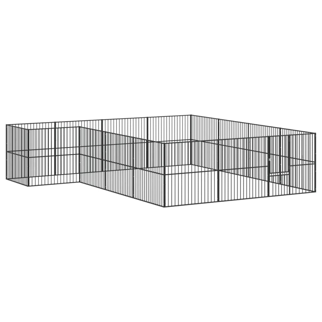 Hondenkennel 16 panelen gepoedercoat staal zwart is nu te koop bij PeponiXL, paradijselijk wonen!