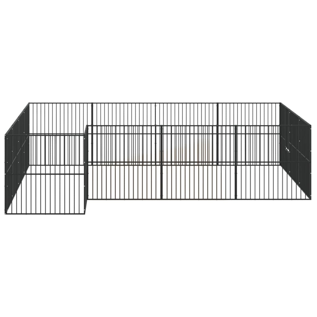 Hondenkennel 16 panelen gepoedercoat staal zwart is nu te koop bij PeponiXL, paradijselijk wonen!