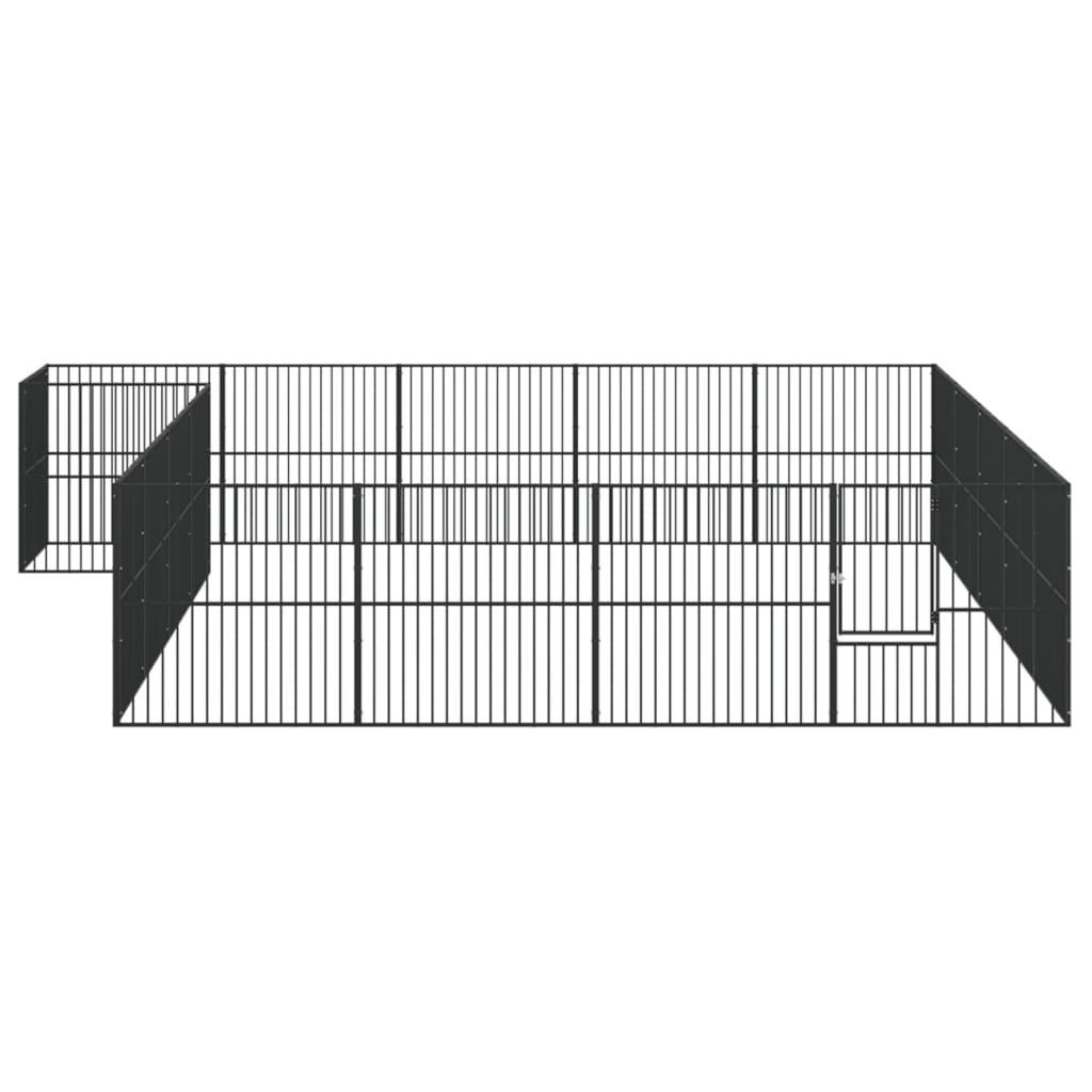 Hondenkennel 20 panelen gepoedercoat staal zwart is nu te koop bij PeponiXL, paradijselijk wonen!