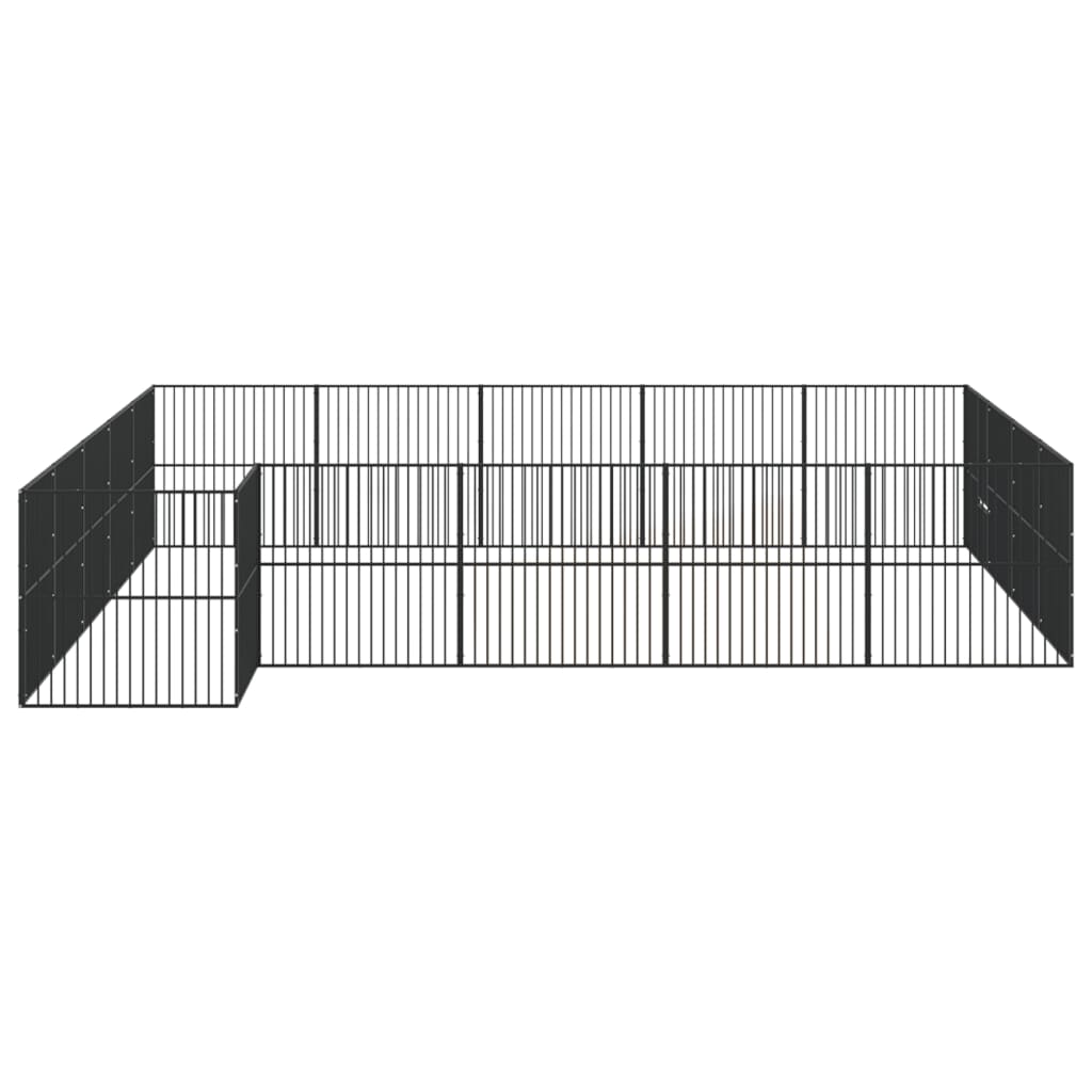 Hondenkennel 20 panelen gepoedercoat staal zwart is nu te koop bij PeponiXL, paradijselijk wonen!