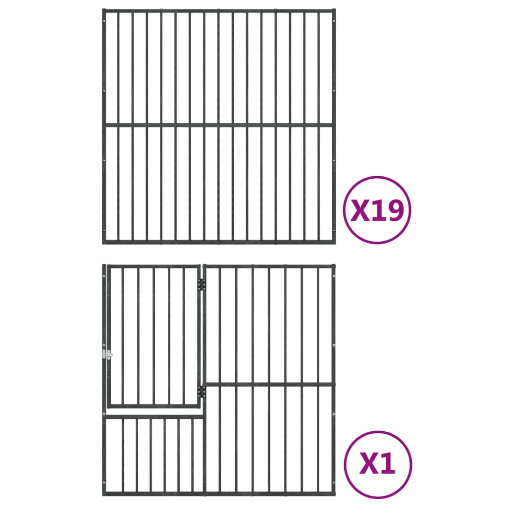 Hondenkennel 20 panelen gepoedercoat staal zwart is nu te koop bij PeponiXL, paradijselijk wonen!