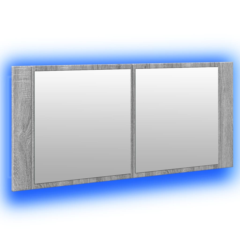 Badkamerkast met spiegel en LED 100x12x45 cm grijs sonoma eiken is nu te koop bij PeponiXL, paradijselijk wonen!