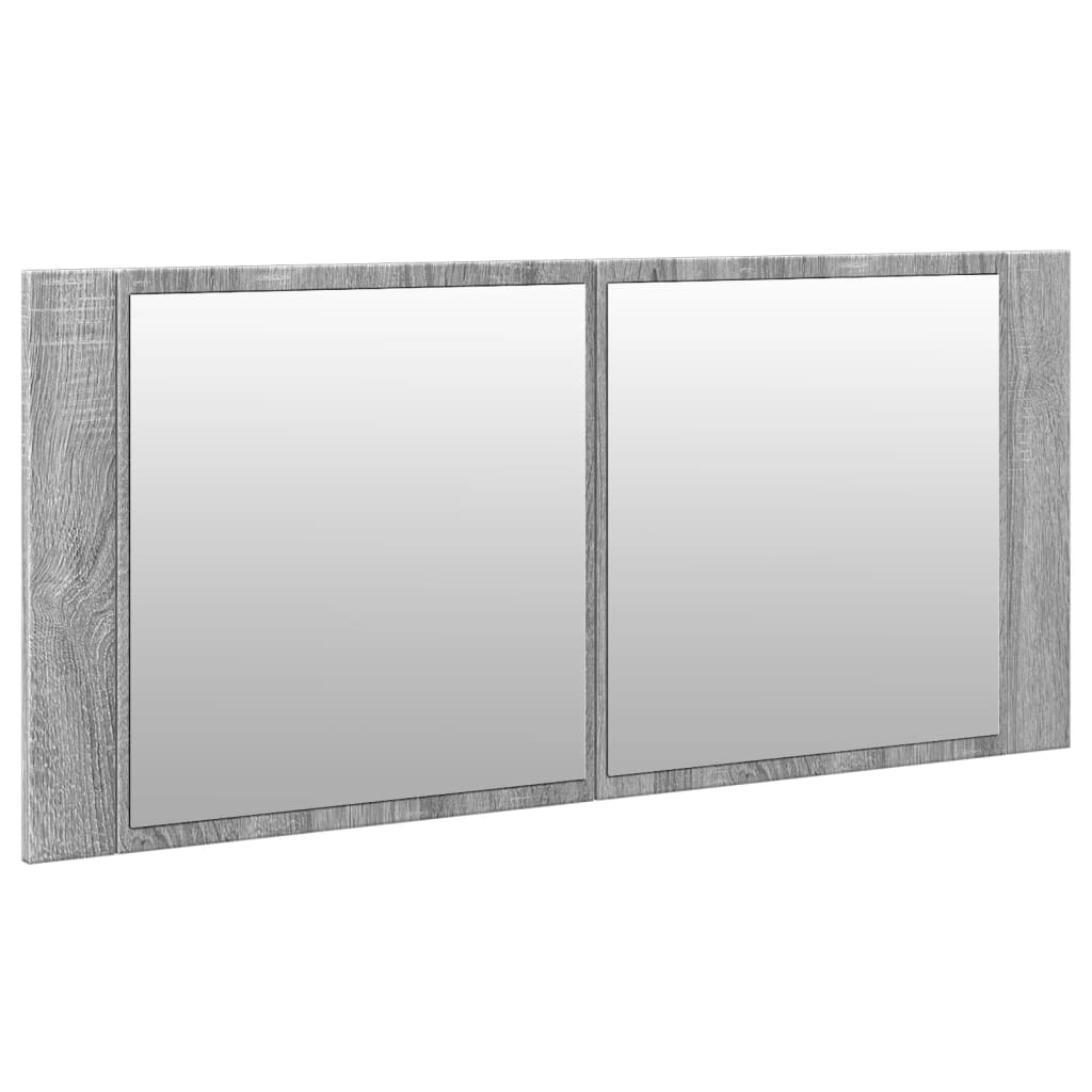 Badkamerkast met spiegel en LED 100x12x45 cm grijs sonoma eiken is nu te koop bij PeponiXL, paradijselijk wonen!
