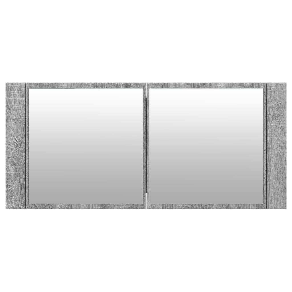 Badkamerkast met spiegel en LED 100x12x45 cm grijs sonoma eiken is nu te koop bij PeponiXL, paradijselijk wonen!