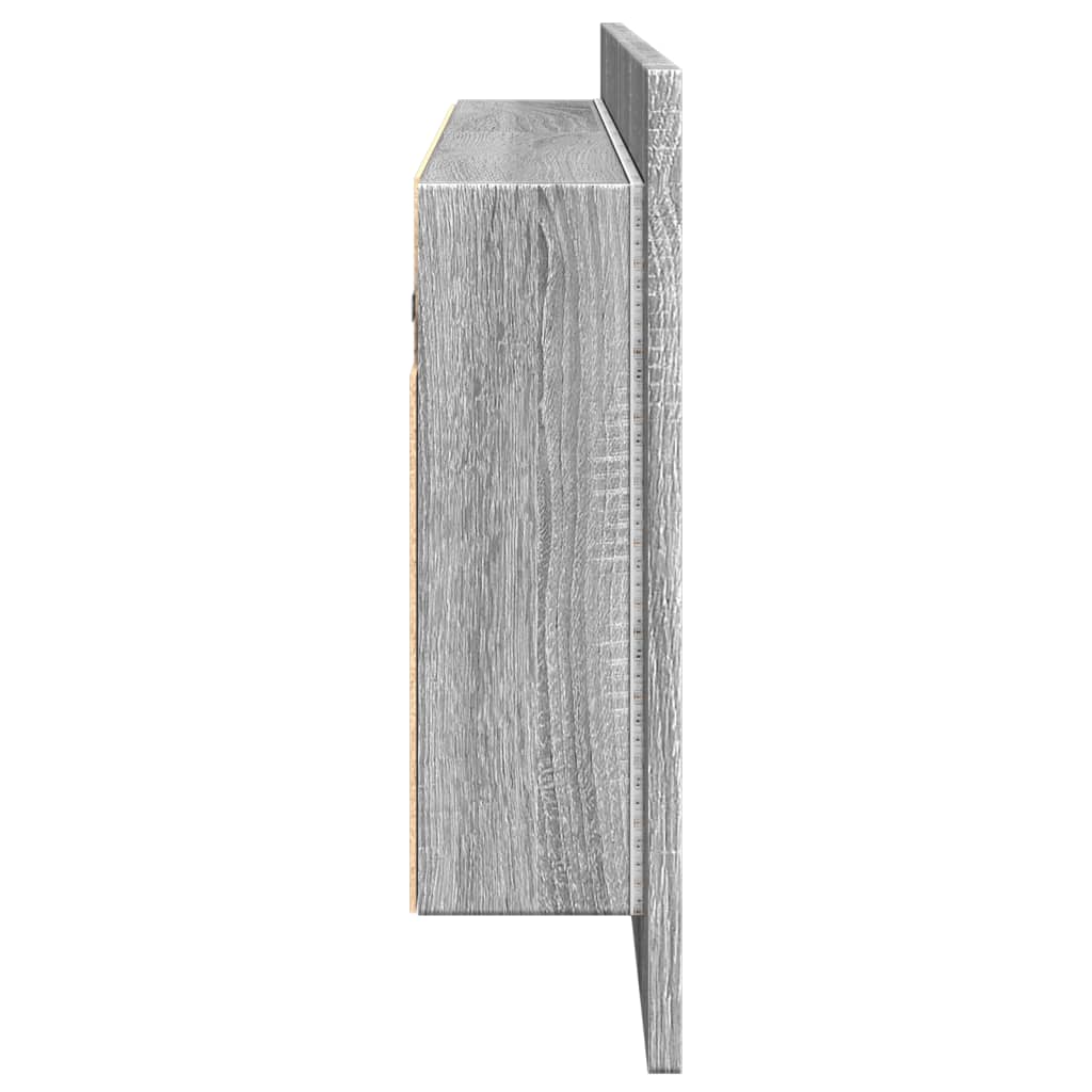 Badkamerkast met spiegel en LED 100x12x45 cm grijs sonoma eiken is nu te koop bij PeponiXL, paradijselijk wonen!