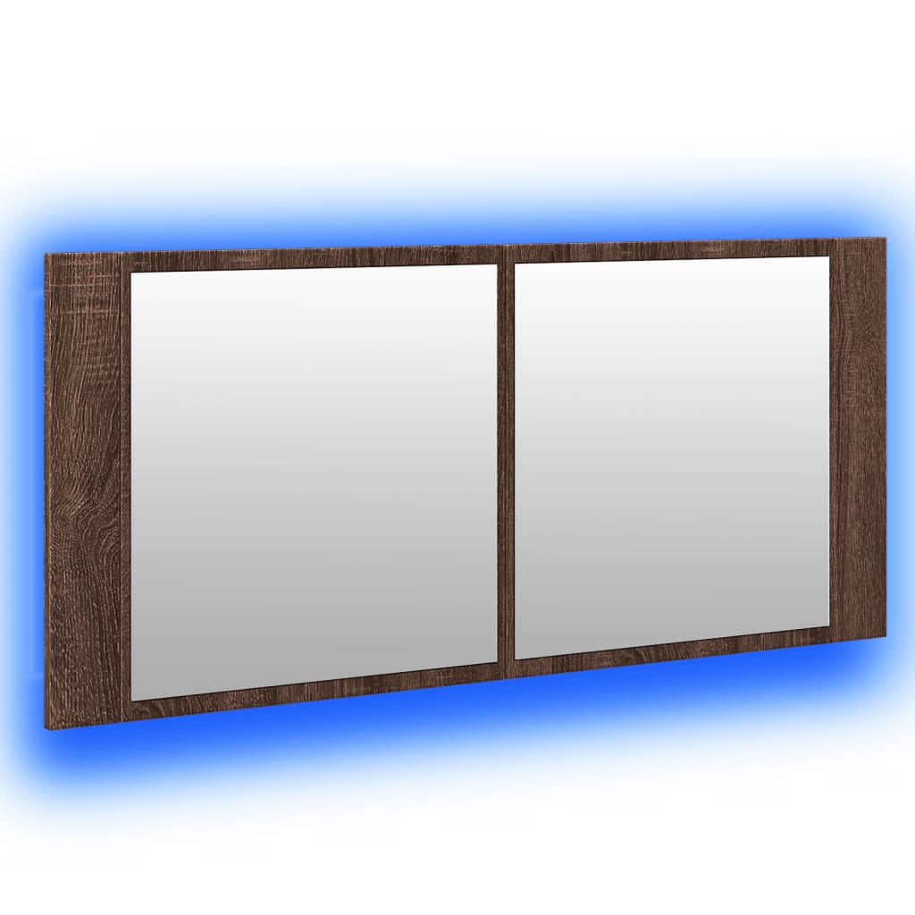 Badkamerkast met spiegel en LED 100x12x45 cm bruin eikenkleurig is nu te koop bij PeponiXL, paradijselijk wonen!