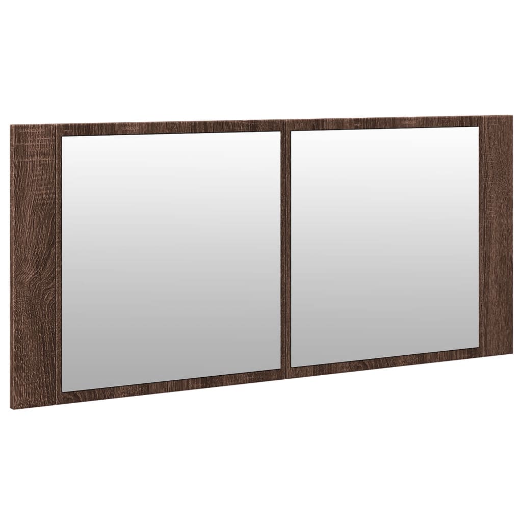 Badkamerkast met spiegel en LED 100x12x45 cm bruin eikenkleurig is nu te koop bij PeponiXL, paradijselijk wonen!