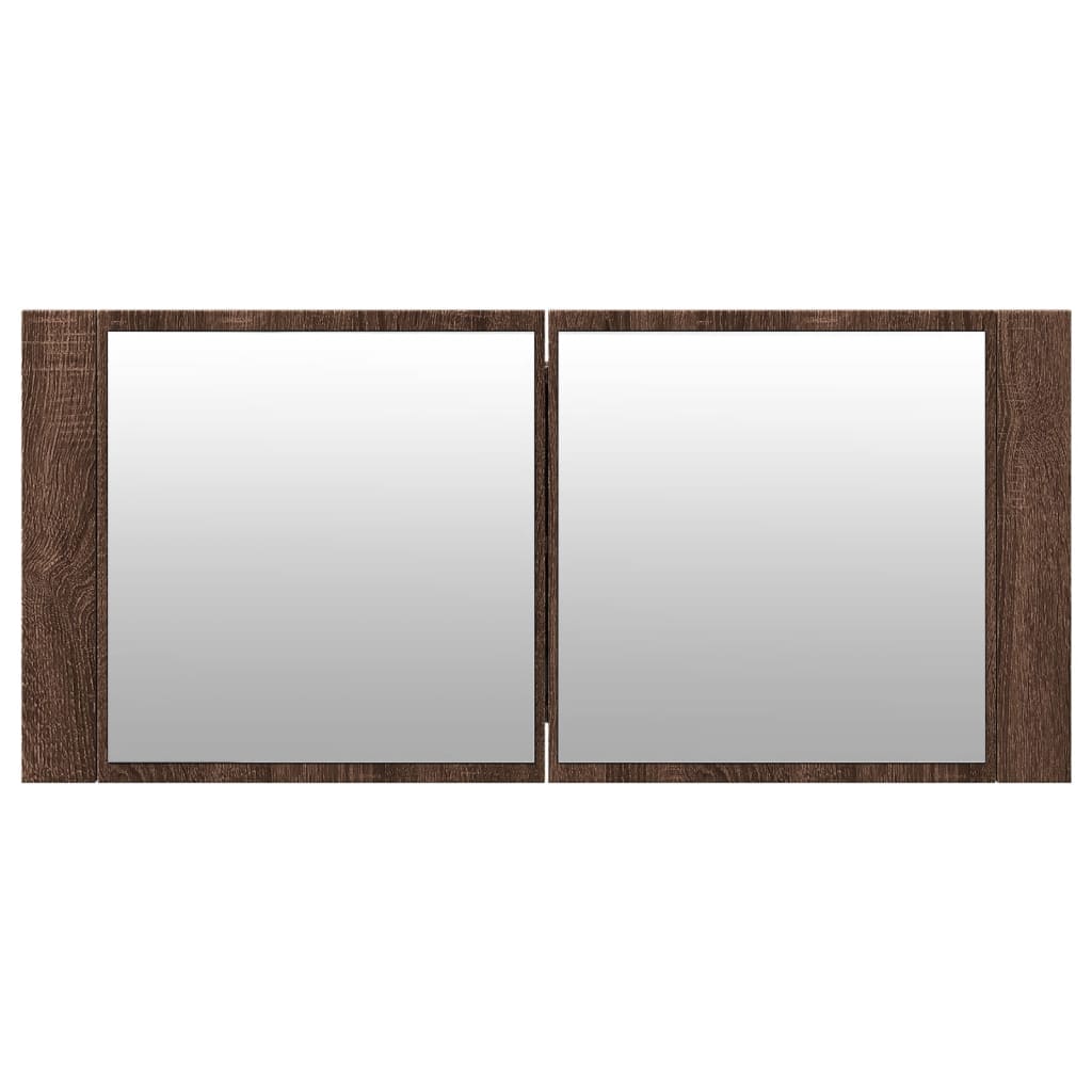 Badkamerkast met spiegel en LED 100x12x45 cm bruin eikenkleurig is nu te koop bij PeponiXL, paradijselijk wonen!